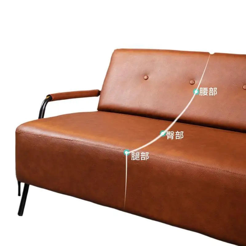 

Sofa small apartment Nordic simple modern double wrought iron simple Japanese rental room leather art single living room sofa
