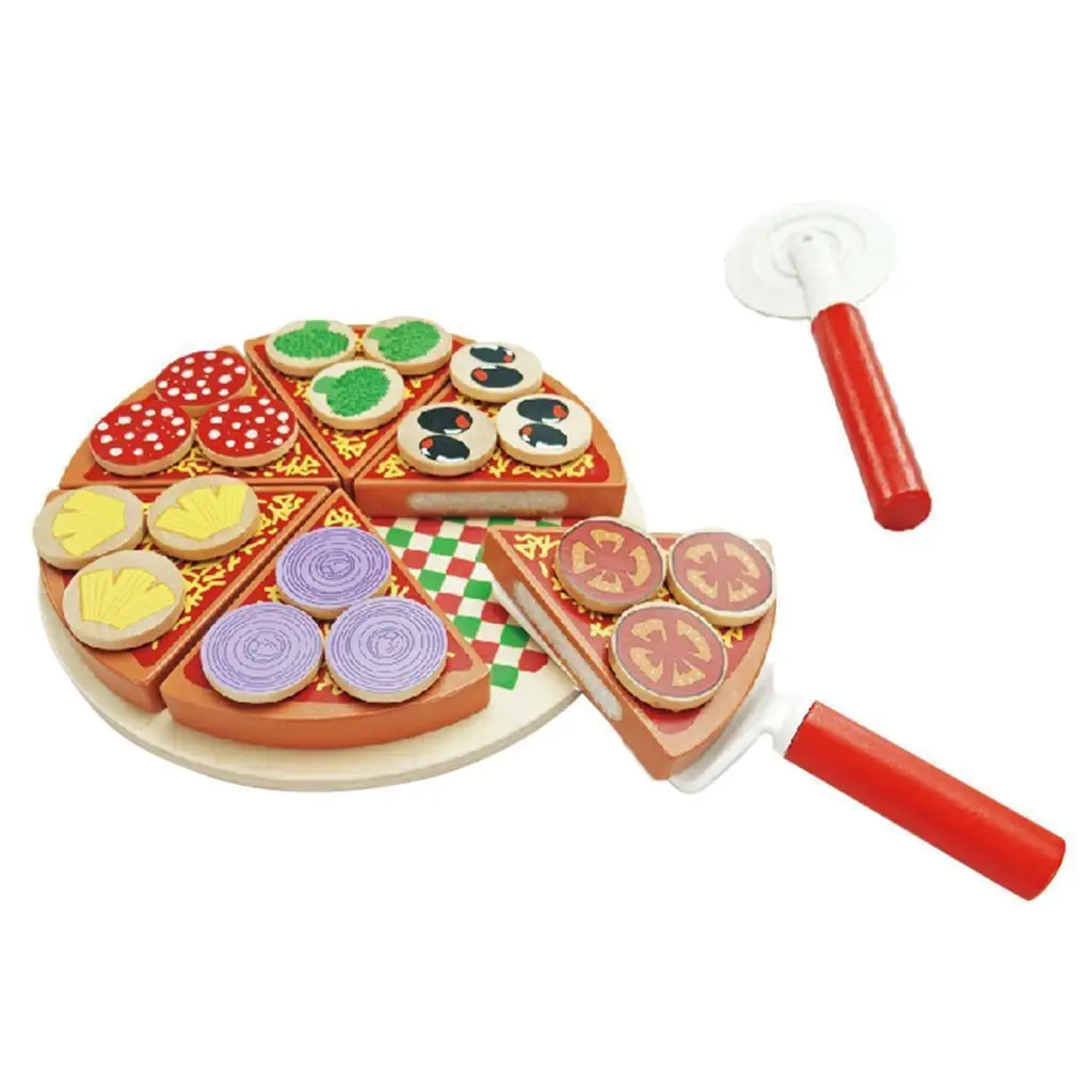 Baby Developmental Wooden Pizza Kitchen Food Play Kids Role Play Activity Cognitive Toy