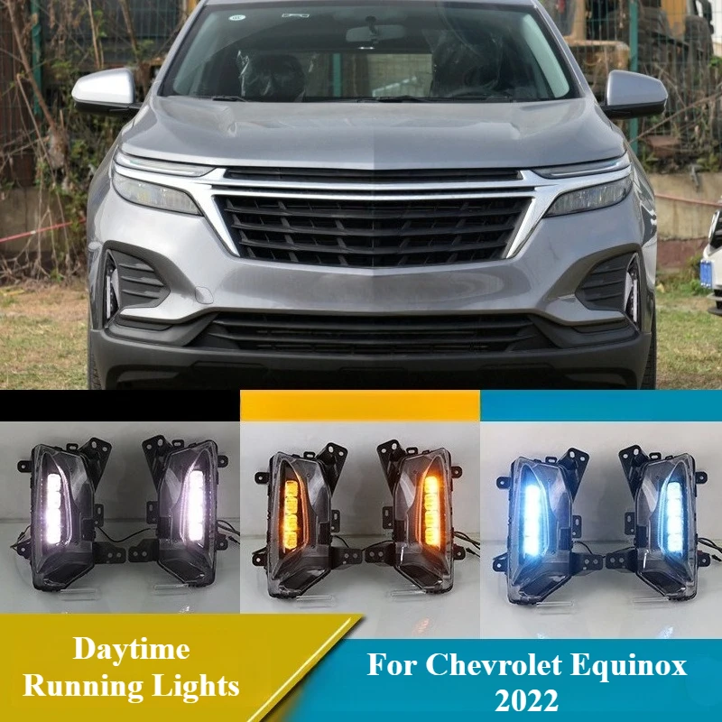 

2Pcs DRL For Chevrolet Equinox 2022 Led Daytime Running Lights Dynamic Turn Signal Front Bumper Fog Light Driving Lamp Daylight