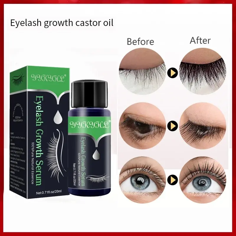 20mlEyelash Growth Eye Serum Castor Oil 7 Day Eyelash Enhancer Longer Fuller Thicker Lashes Eyelashes Eyebrows Enhancer Eye Care