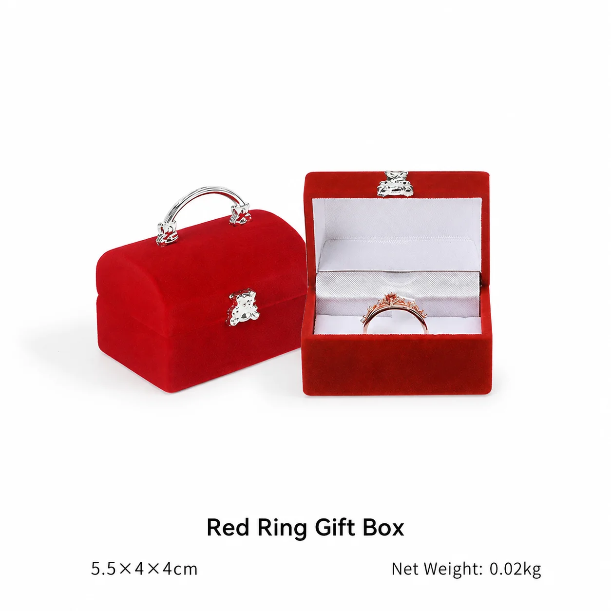 Flocked Velvet Jewelry Box Cute Cute Jewelry Gift Box Cartoon Ring Box Lightweight Jewelry Storage Display Case For Anniversary