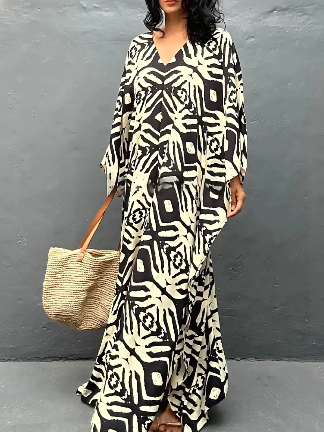 Kaftan Dresses for Women V-Neck Boho Plus Size Caftan for Beach Bathing Suit Cover Up for Moomoo Dresses
