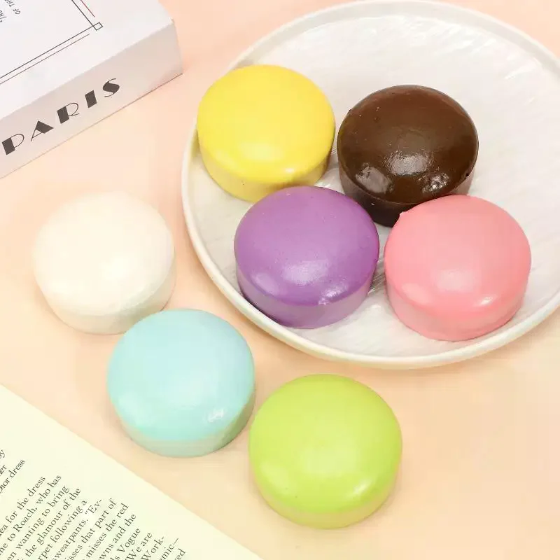 1Pcs Round Cake Toy, Colorful Pudding Shaped Squeeze Stress Relief Toys Soft Slow Rising