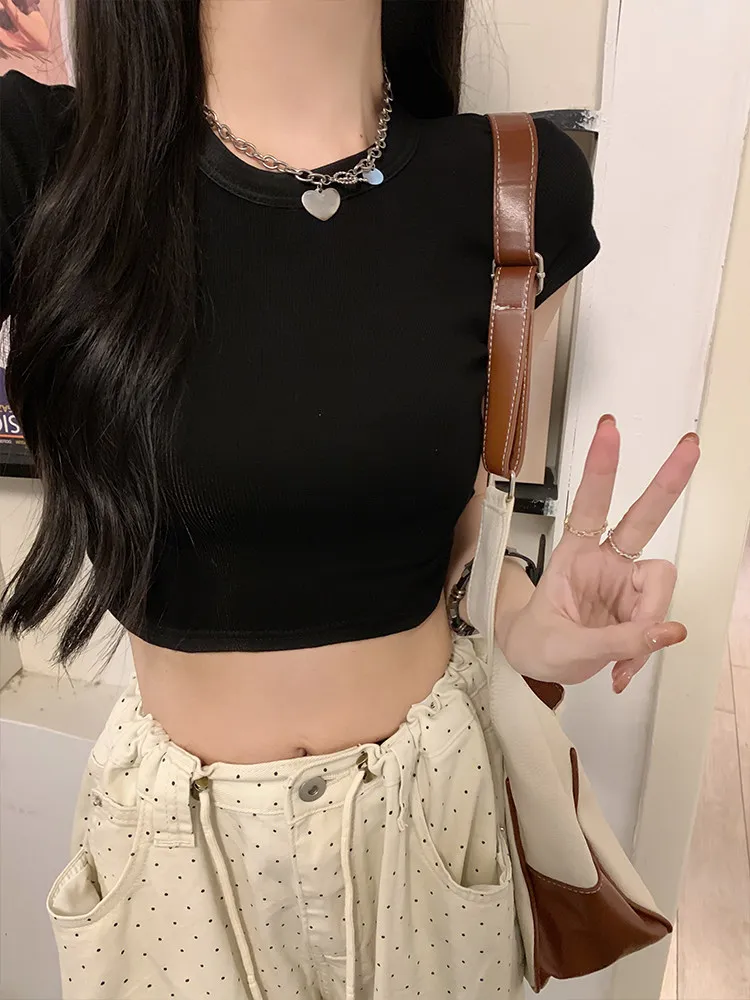 Blue Spice Girl Short Sleeve T-Shirt Women Harajuku Blouse Summer Tshirts Slim Tees Pullover Skinny Cropped Top Roupas Feminina
