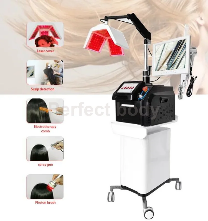 

Portable High Frequency Laser Hair Regrowth Machine 650nm Diode Laser Hair Restoratio Skin Detection Treatment Device Salon Use