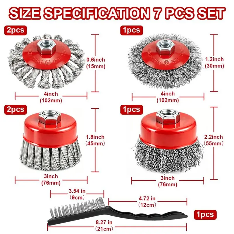 Best-Wire Wheel Brush Set Of 7Pcs For 4.5