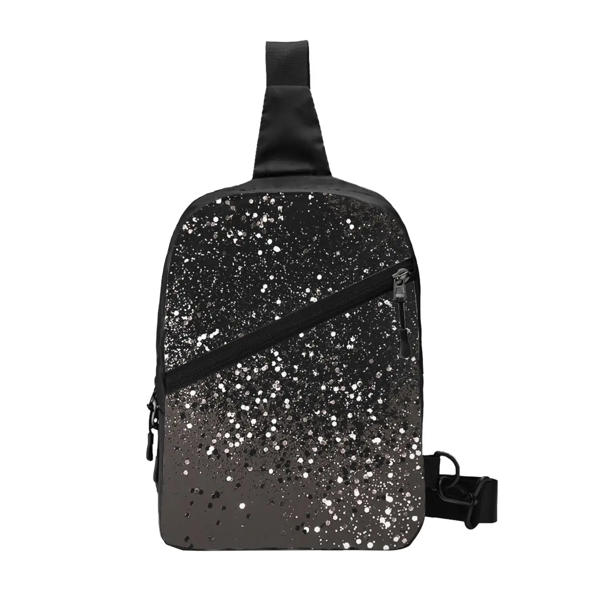 Blush Gray Black Lady Glam Glitter Chest Bag Men Sling Crossbody Backpack Chest Bag Travel Hiking Daypack Shoulder Bag