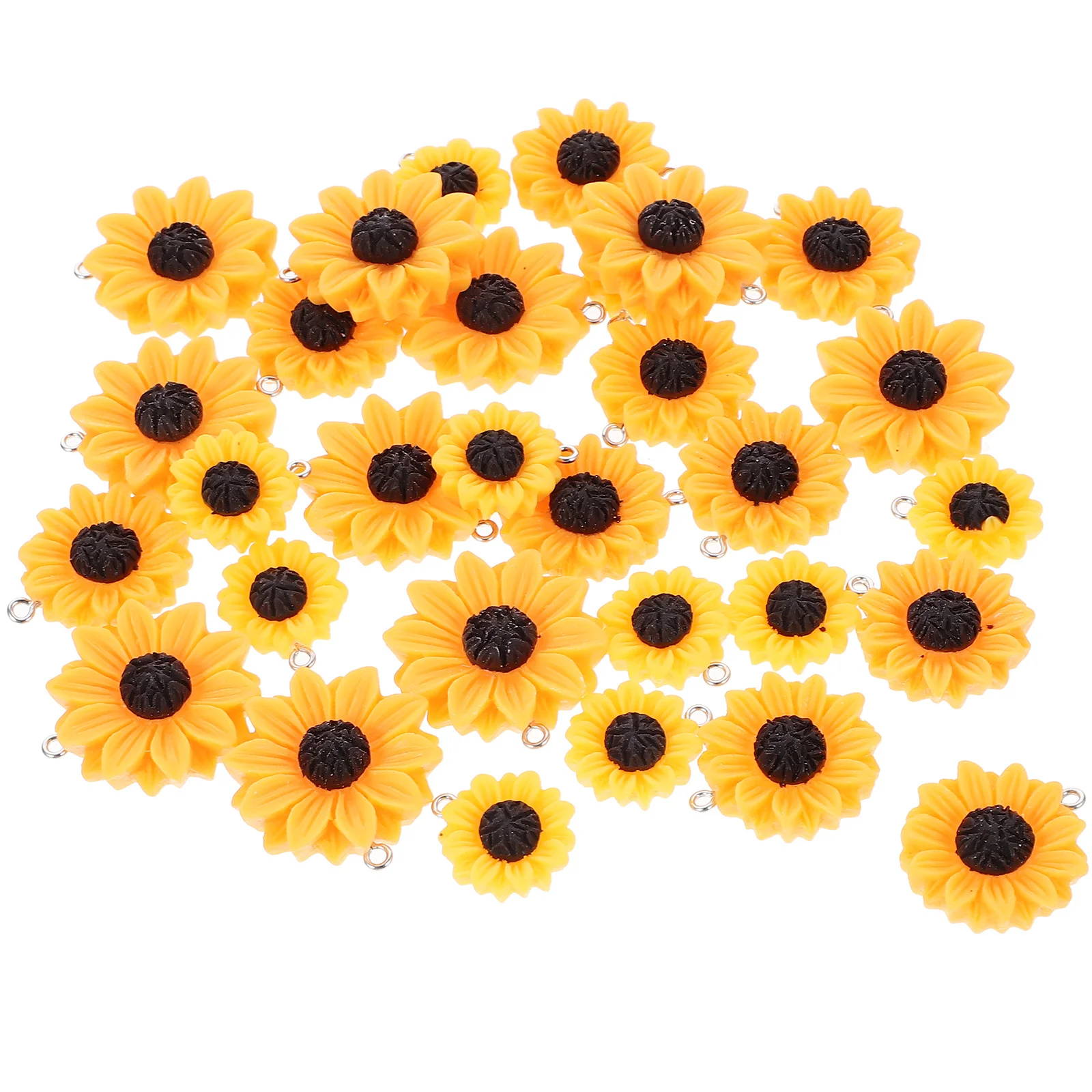 

30Pcs Sunflower-Shaped Resin Charms Bright Shiny Sturdy for Jewelry Making Bracelet Pendants Necklace Decors Earrings