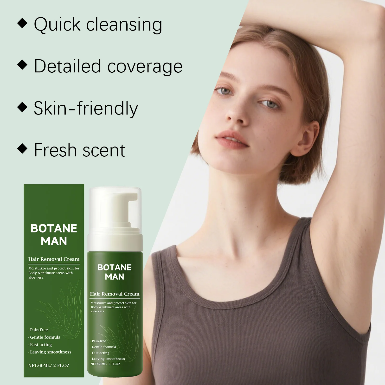 Hair Removal Mousse Gentle Hair Removal Not Irritating Painless Underarm Legs Arms Hair Growth Delayed Body Hair Inhibitor 60ml