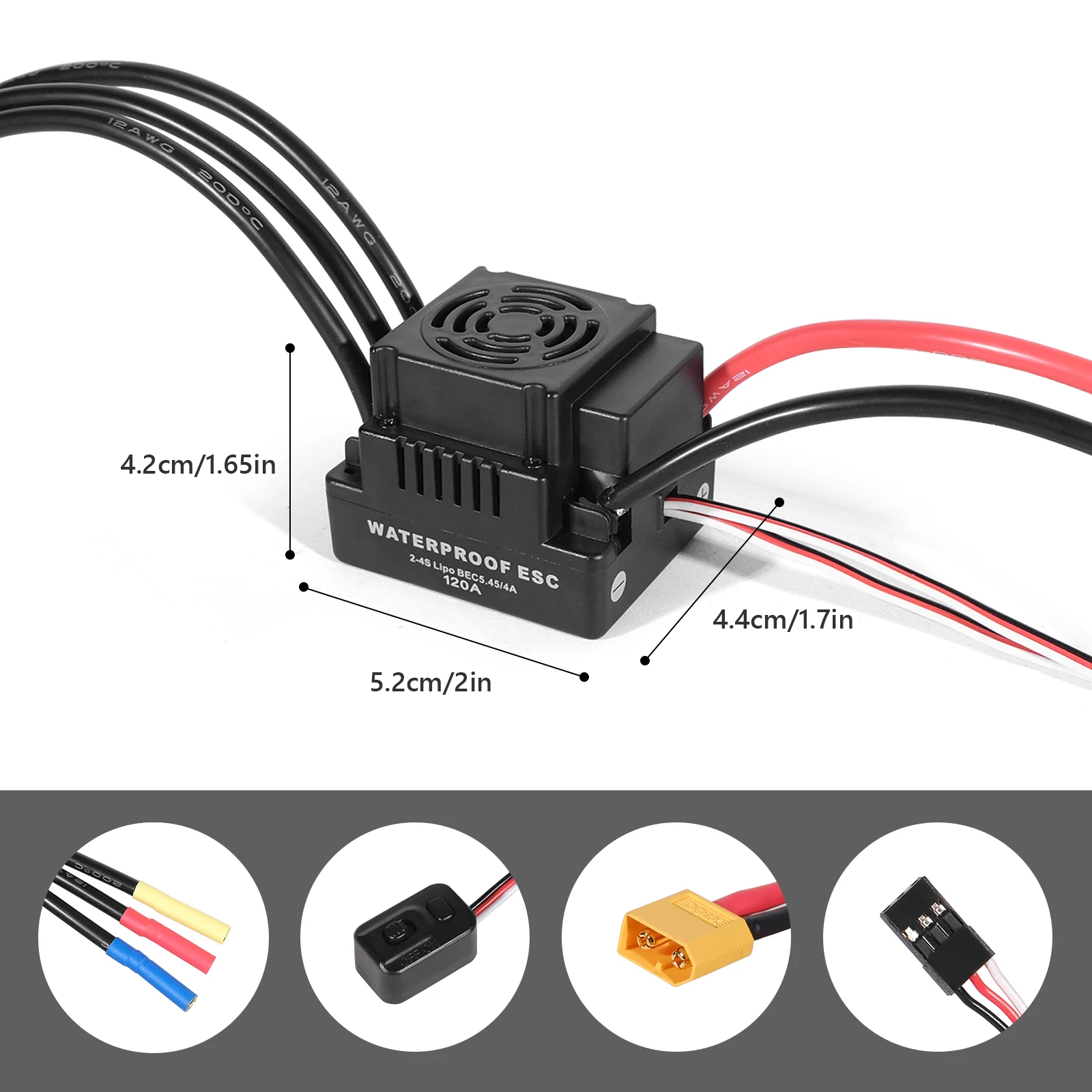 Upgrade Sensorless 120A Brushless ESC Electric Speed Controller with 5.5V / 3A BEC for 1/8 1/10 RC Car