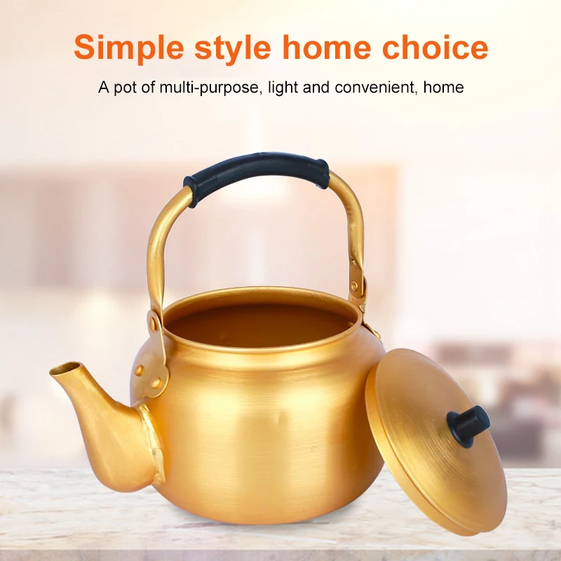 Gold Aluminum Water Kettle Portable Tea Pot Boiling Water Kettle Large Capacity Water Kettle Kitchen Utensils Cooking Supplies