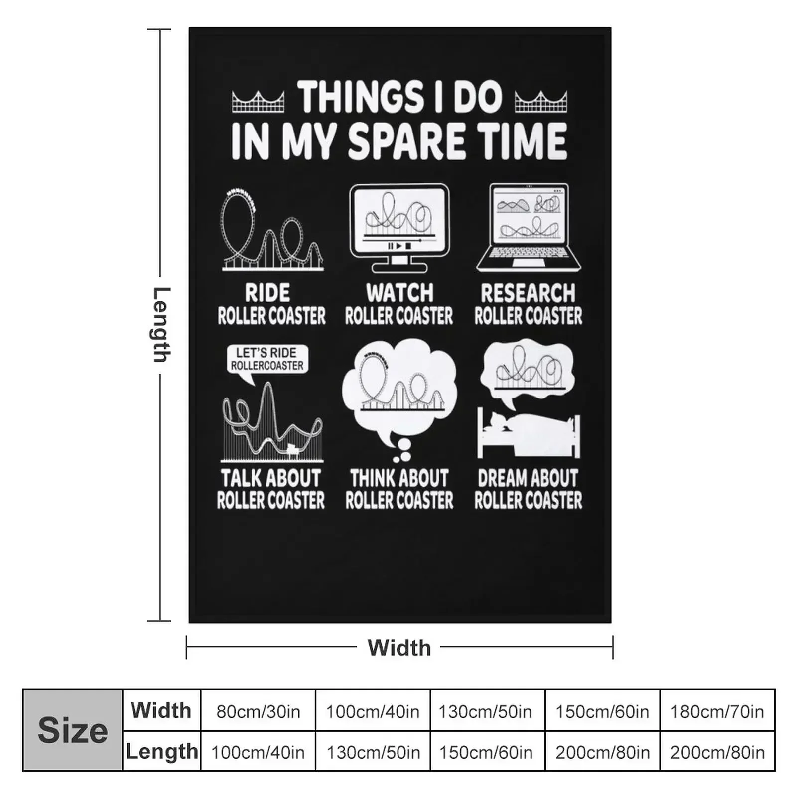 Things I Do In My Spare Time Rollercoaster Funny Roller Coaster Lover Throw Blanket Sofas Soft Big Luxury Brand Blankets