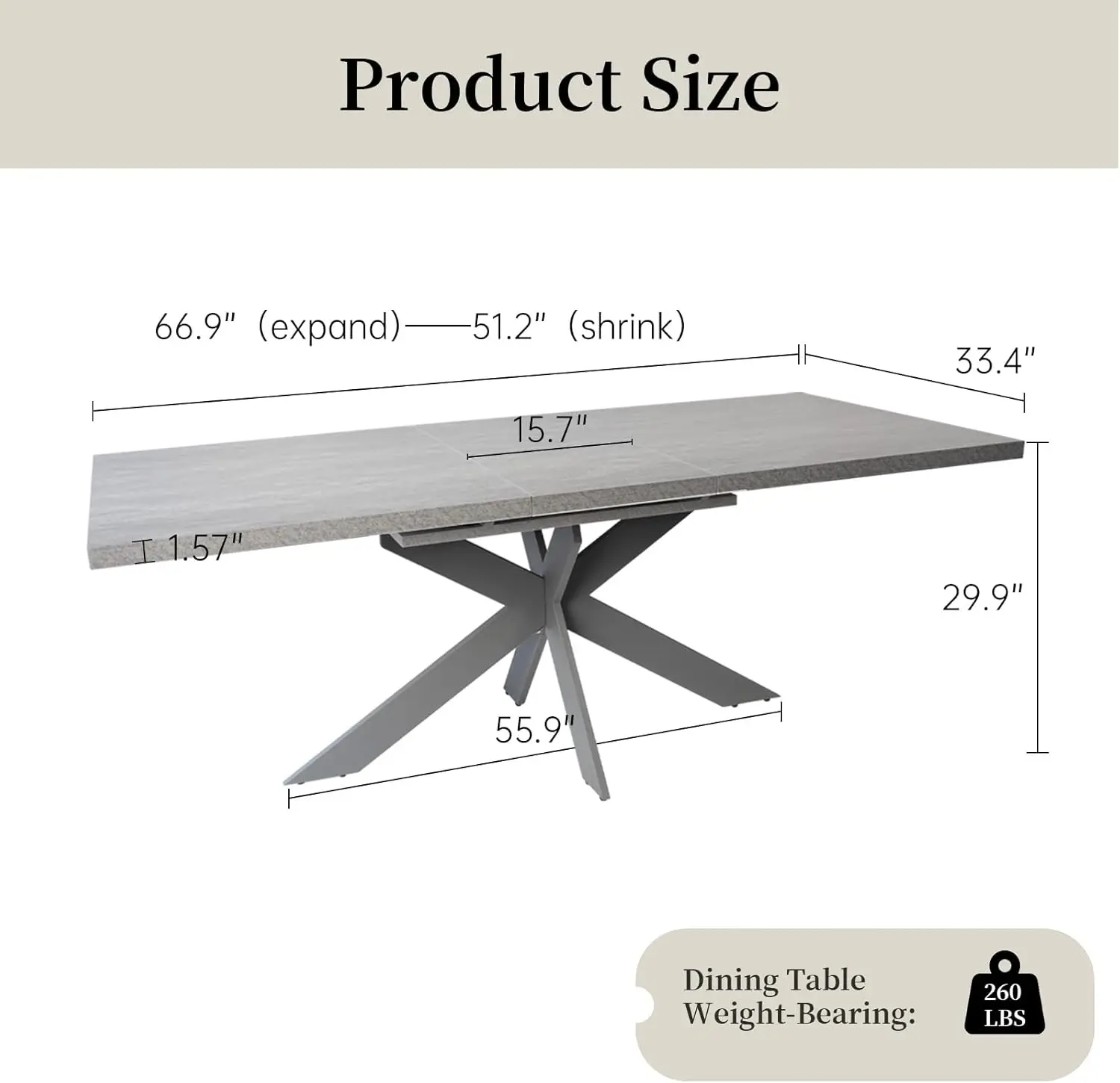 Modern Dining Table Table Set for 6-8 Person for Dining Room Kitchen Table Set with Steel Legs Modern Farmhouse Style Table