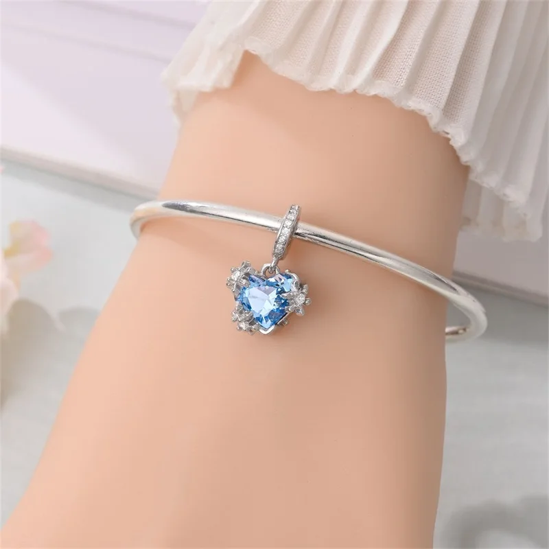 الشتاء سلسلة سحر 925 فضة الدورية ندفة الثلج المعلقات كرة الثلج الخرز صالح المرأة سوار قلادة DIY بها بنفسك مجوهرات هدية #4