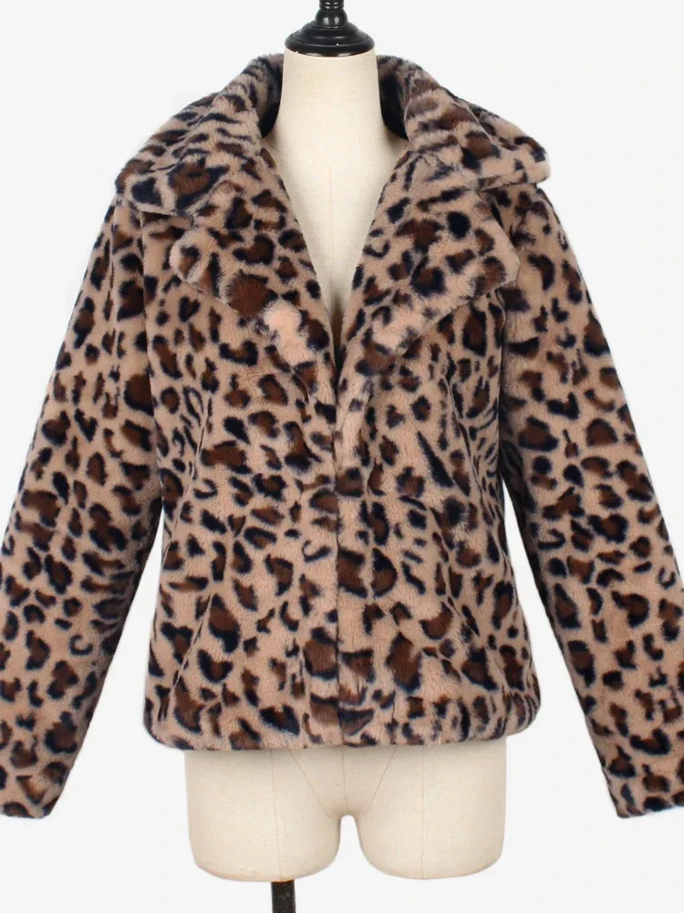 Winter Shaggy Leopard Jaceket Women\'s Warm Faux Fur Coat Leisure Women Fur Jackets Thick Fluffy Luxury Bontjas Outerwear 2023