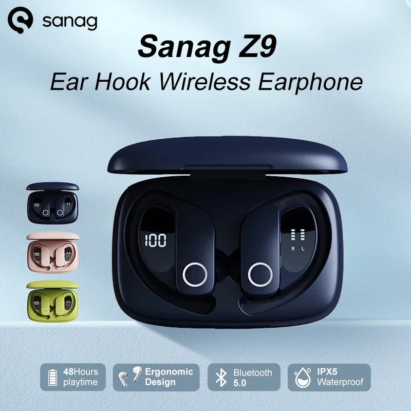 Sanag Z9  Ear Hook Wireless Earphones Bluetooth 5.0 IPX5 Waterproof Sports Running Fitness Earbuds Hifi AAC Headset