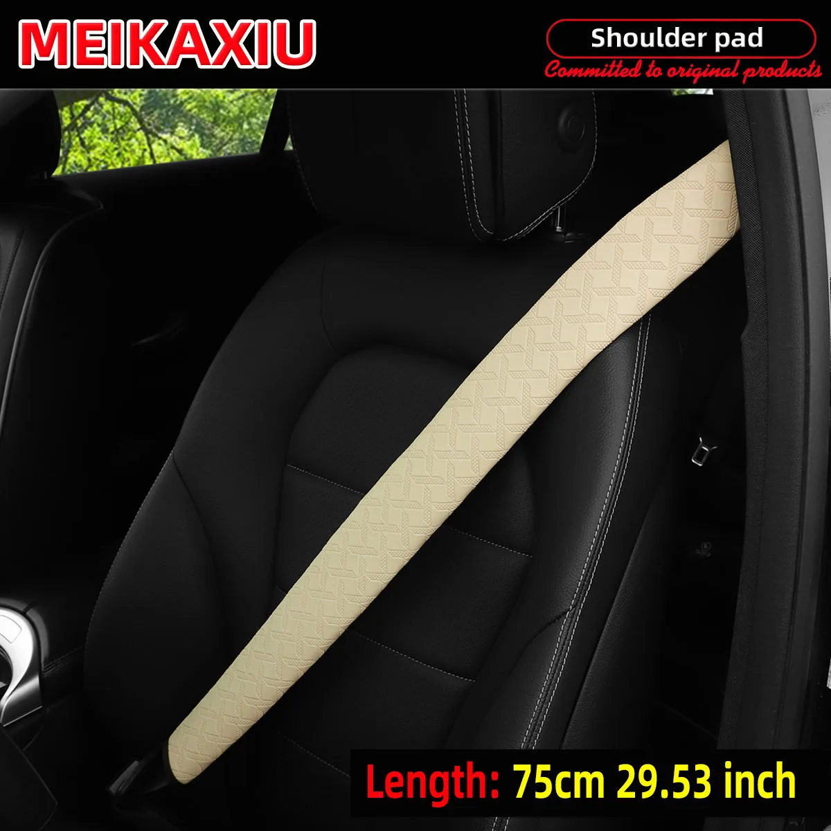 75 cm PU-Leder im langen Stil, Auto-Schulterschutz, geprägte Sicherheitsgurt-Dekoration, 29,53 Zoll, Autozubehör – Detail 9
