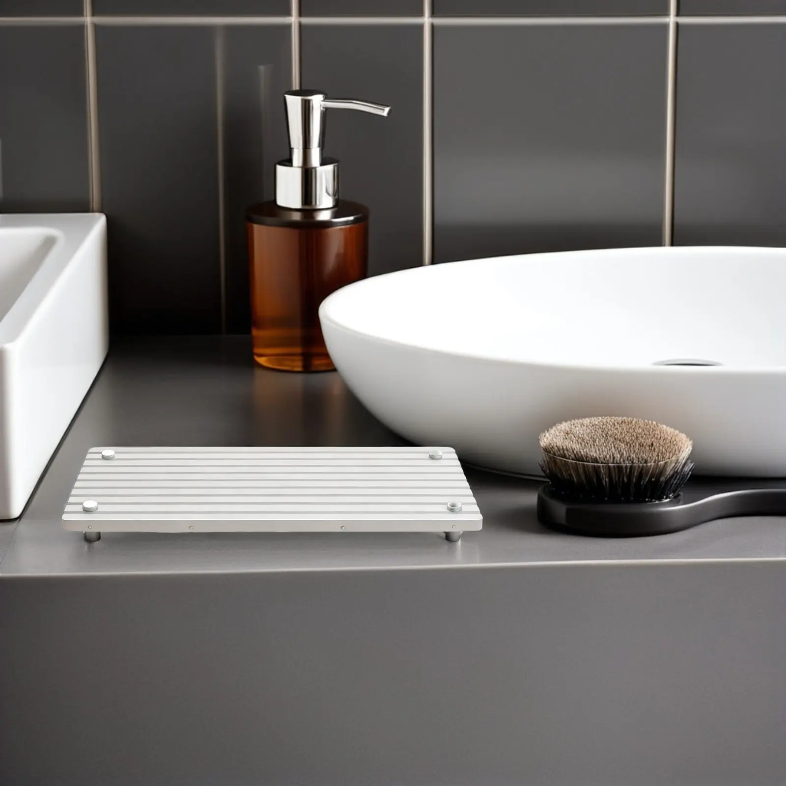 Diatomite Sink Tray Quick Dry Water Absorbing Mat for Kitchen Bathroom Cups and Utensils