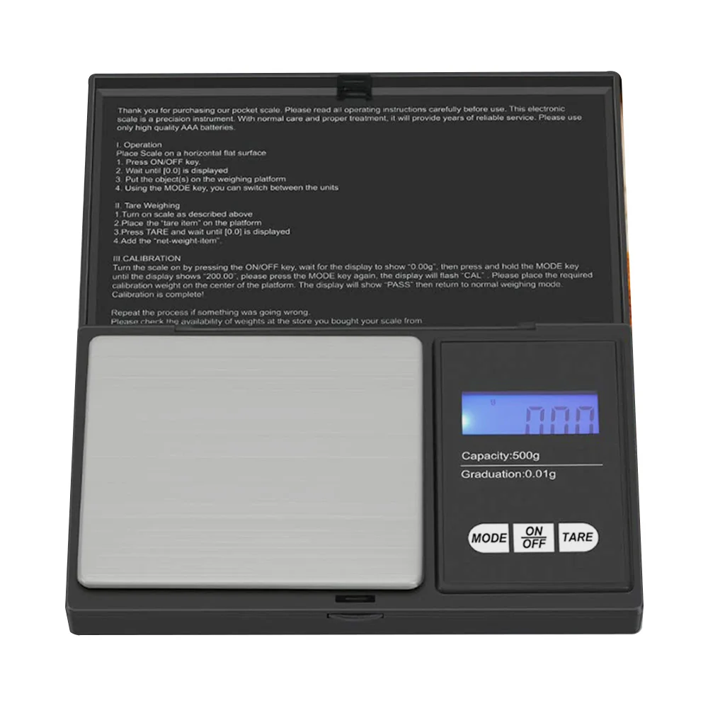 500g/0.01g Jewelry Mini Stainless Steel Electronic Scale Digital Pocket Scale Gold Gram Balance Weight Scale Portable Scale 1Pc