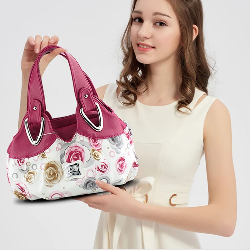 2022 Fashion Women Shoulder Bags Printed Flowers Ladies Messenger Bag Designer Luxury Brand High Quality Leather Ladies Handbag