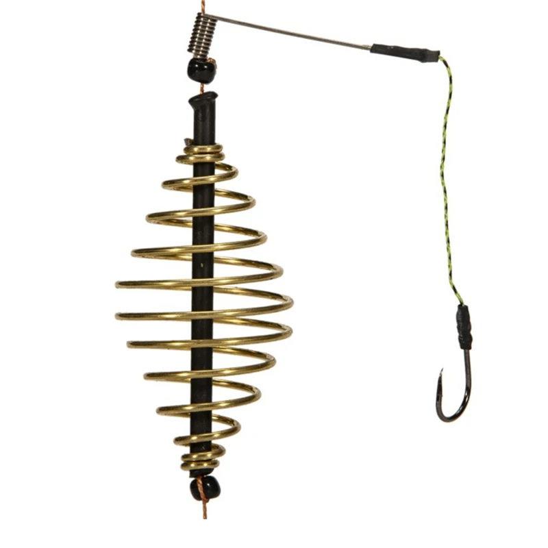 قفص طعوم صيد سمك شبوط الزيتون ، جهاز تغذية مربع متداخل ، قفص زنبرك مضاد للتعليق ، قفص إغراء الصيد ، 1 2