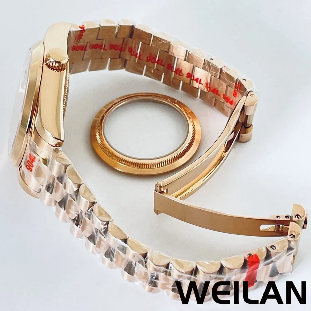 36mm 40mm NH34 NH35 NH36 NH70 NH72 ETA 2824 PT5000 Rose Gold Case With Presidential Bracelet Sapphire Glass Crystal Suitable