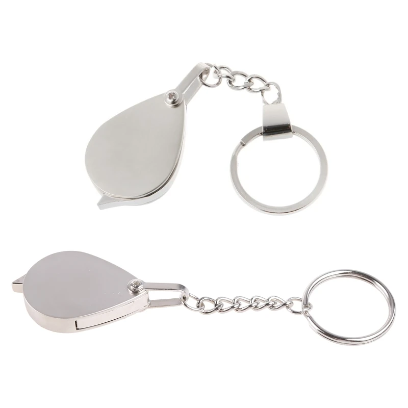 652F Mini Portable Folding Metal Magnifier Loupe Keychain for Key Ring Eye Glass Lens Birthday Gift for Parents