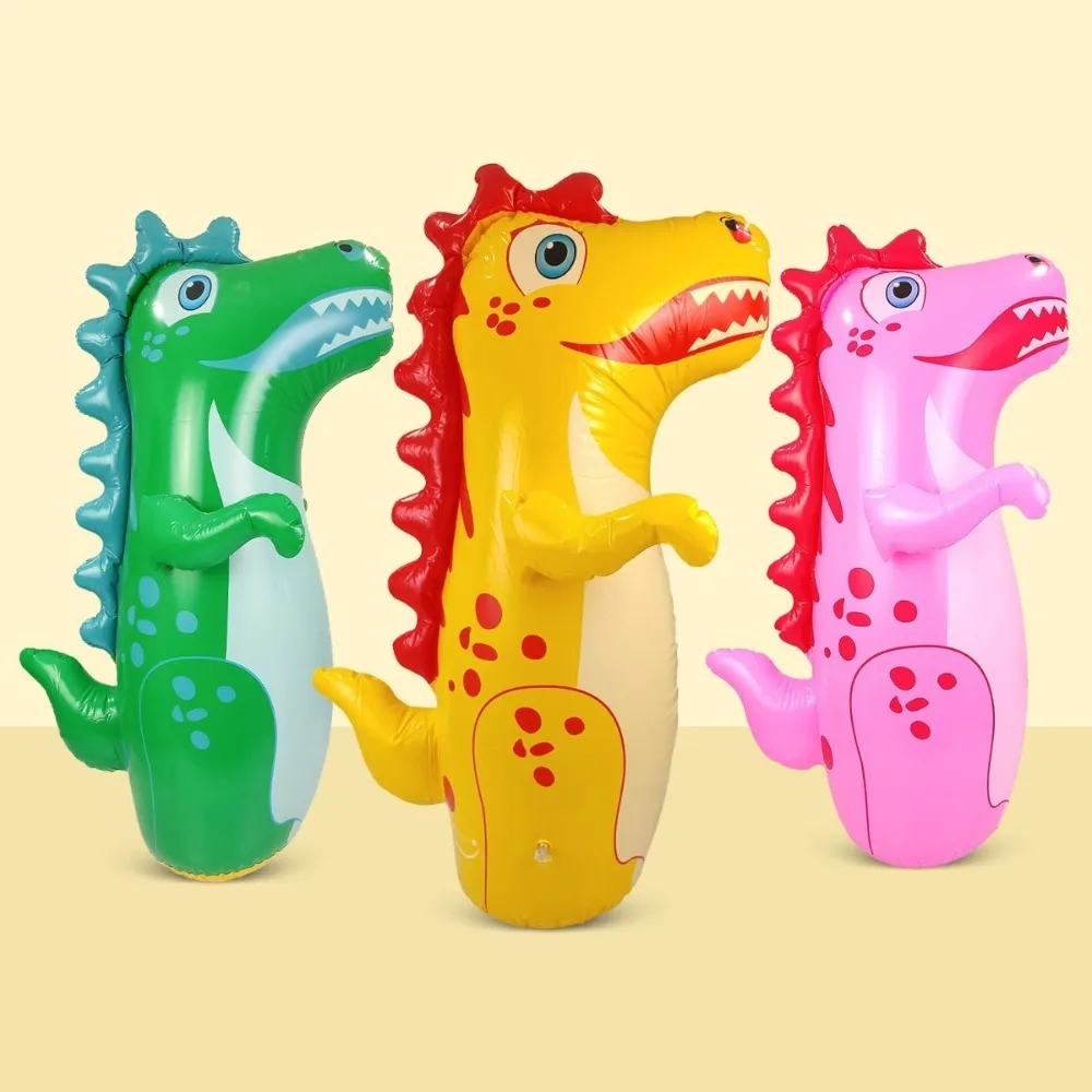 Nadmuchiwana zabawka do bicia, typ rebound, model dinozaura, nadmuchiwany worek bokserski stojący, zabawka interaktywna do aktywności sportowych.