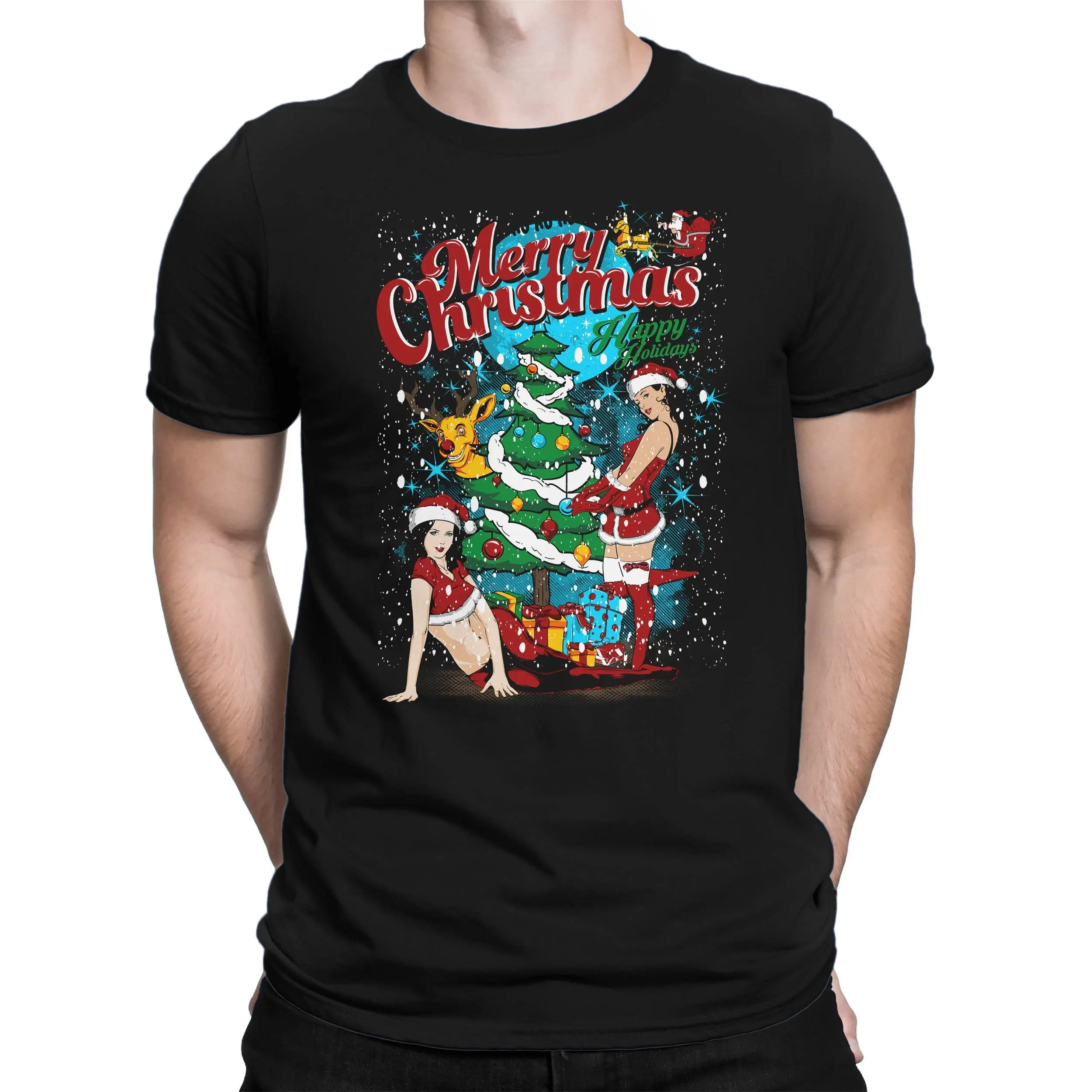 Merry Christmas Men'S Fun T Shirt Printed Small To 4Xl Papayana