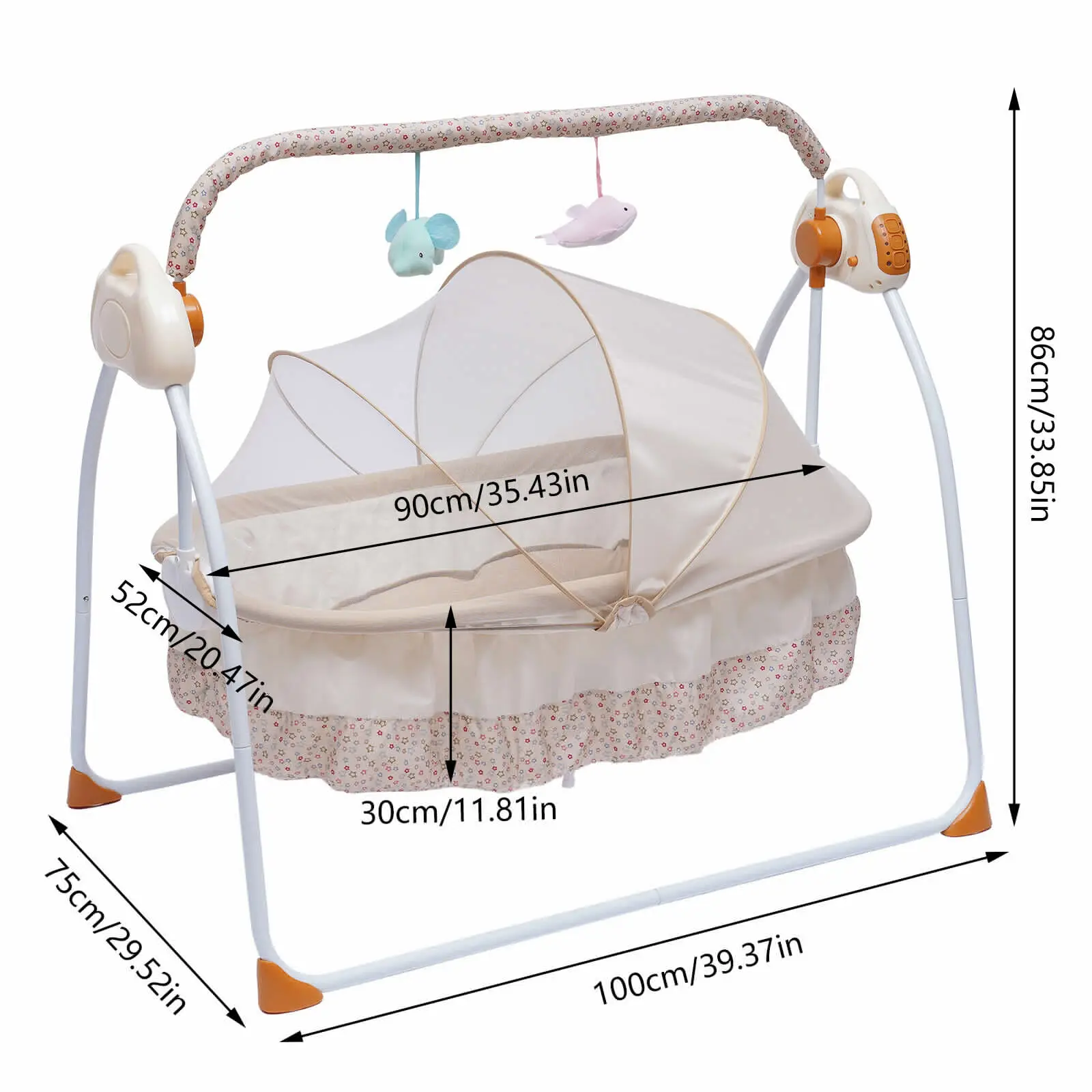 Automatic Rocking Chair Electric Baby Swing Bed Crib Music Cradle Remote control