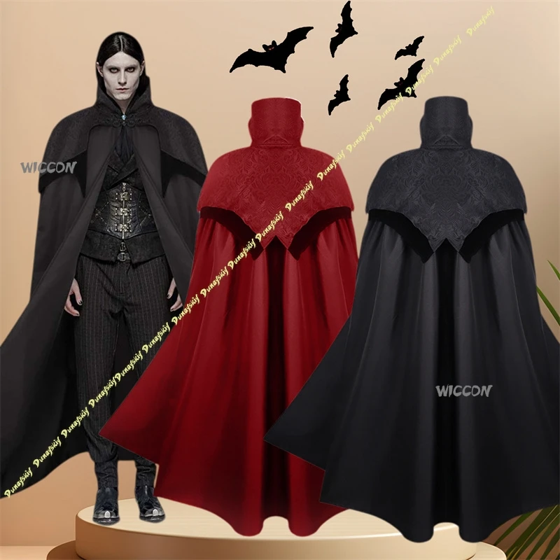 

Halloween Cosplay Costume Medieval Retro Vampire Cloak with Stand Collar European Style Outfit for Party & Stage Performance