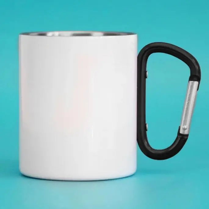 DIY Print 300ml Cup Customized Stainless Steel Mug with Hook, Your Logo, Photo Text, Creative Coffee Hiker, Outdoor