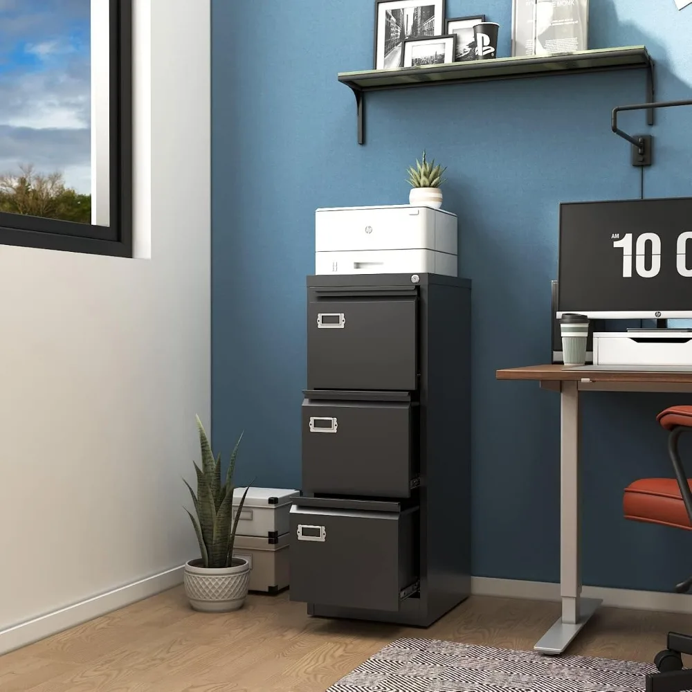 Vertical Filing Cabinets with Lock, Metal File Cabinets for Home Office