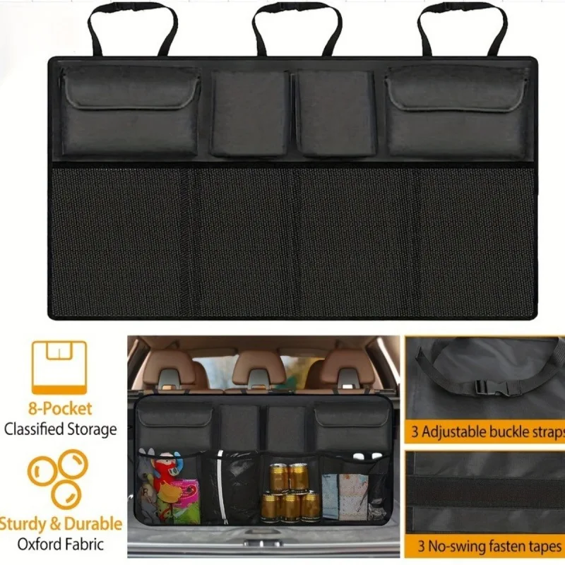Waterproof Car Trunk Storage Bags Auto Rear Seat Backrest Hanging Bags Storage Net Bags Organization Car Interior Accessories