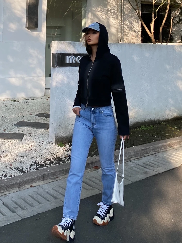 

Womens Slim Fit Distred Denim Jeans Nine Points l Waist Cotton Stretch Fabric Waed out Sle Versatile for All Sea...