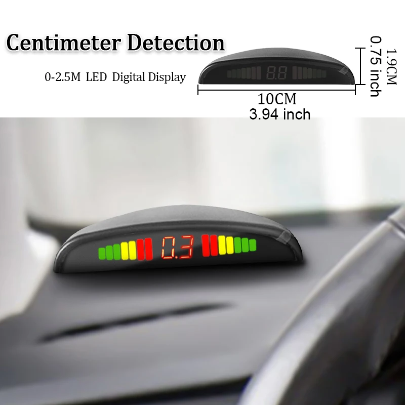 HIPPCRON Auto-Einparksensorsystem mit Hintergrundbeleuchtung, Parktronic-Monitor, LED-Anzeige, Rückfahrsignalgeber, 4 Sensoren, 22 MM, 12V Rückfahrradarsystem – Detail 1