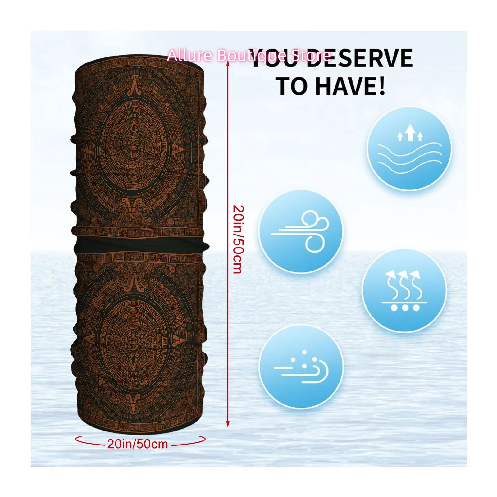 1pc Mayan Calendar Totem + Mysterious Ancient Civilization Scarf Print Scarf, for Men & Women, Versatile Neck Scarf or Face Mask