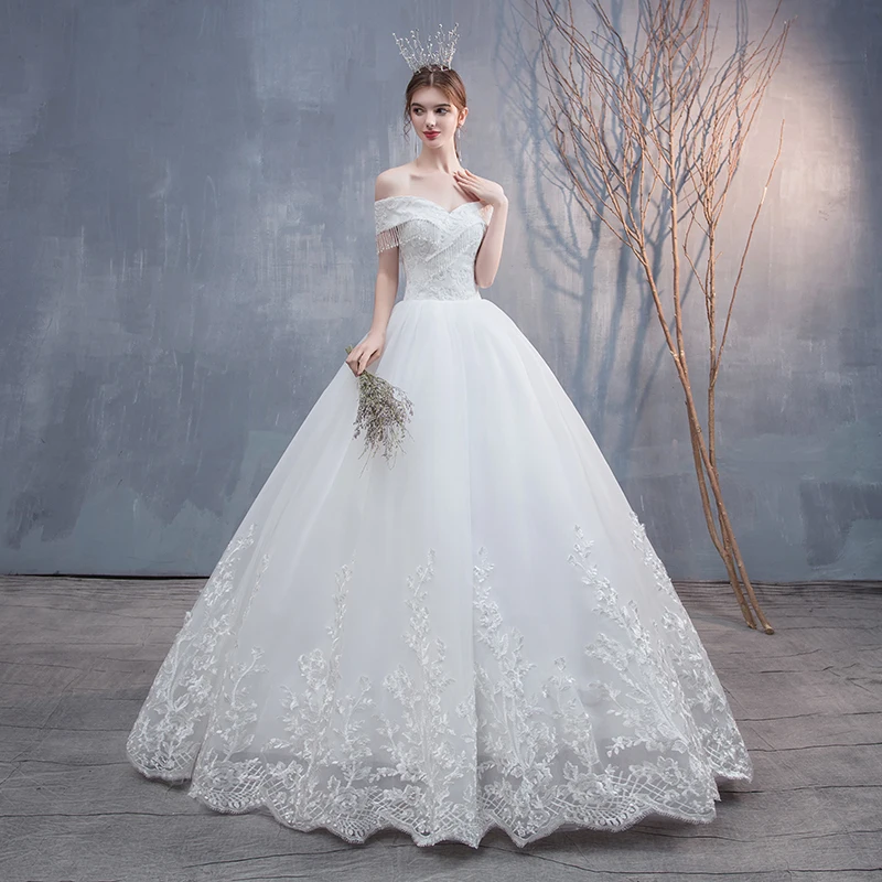

Princ Sle Wedding Dr Slim Fit One oulder Design Church Wedding Gown Lace Fabric Faionable mid Waist Puffy Skirt