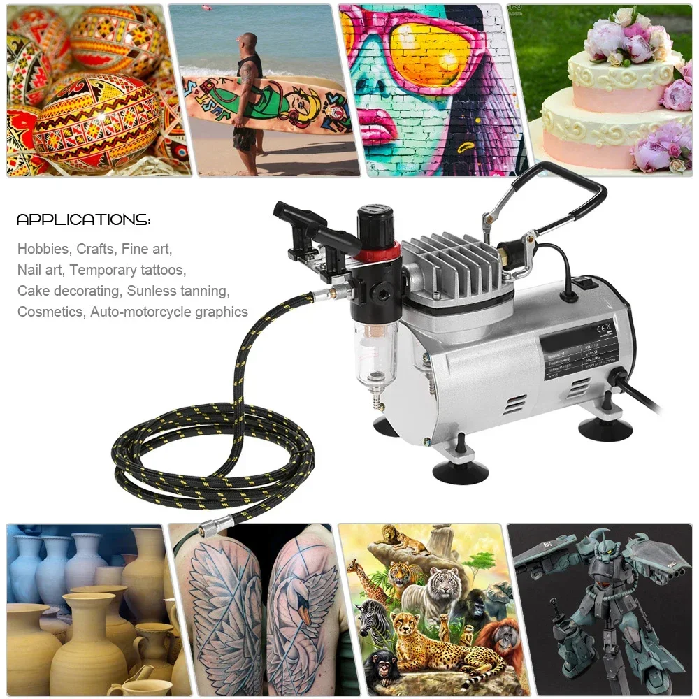 AC-18 Professional Air Compressor Set Electric Spray Gun Hobby Paint Spray Set Nail Art Sprayer with Braided Air Hose