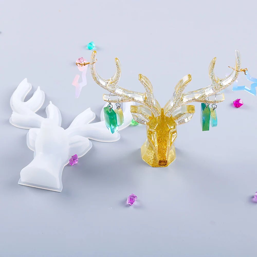 Silicone world Deer Horns Silicone Mold Jewelry Display Stand Mold Resin Mold Earrings Necklace Ring Jewelry Storage Rack Mold