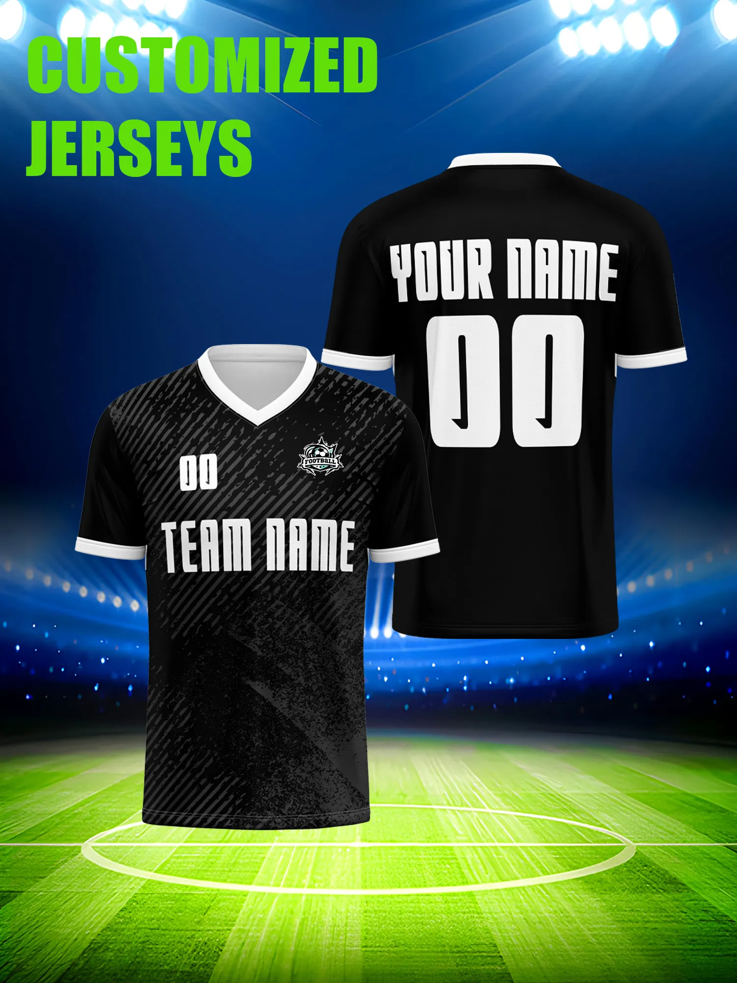 

Футболка для футбола с индивидуальным изображением, номером и именем, прочная, долговечная, износостойкая.