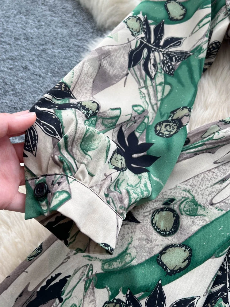 Femmes robes en mousseline de soie automne printemps imprimé fleurs léopard imprimé pansement col en v longue Maxi robes femme DS268