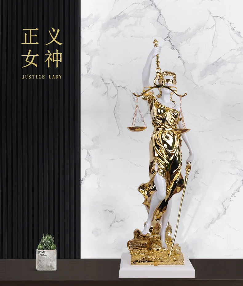 Xinrong Goddess of Justice Themis Sculpture Fairness and Justice Statue Lawyer Office Legal Balance Ornament