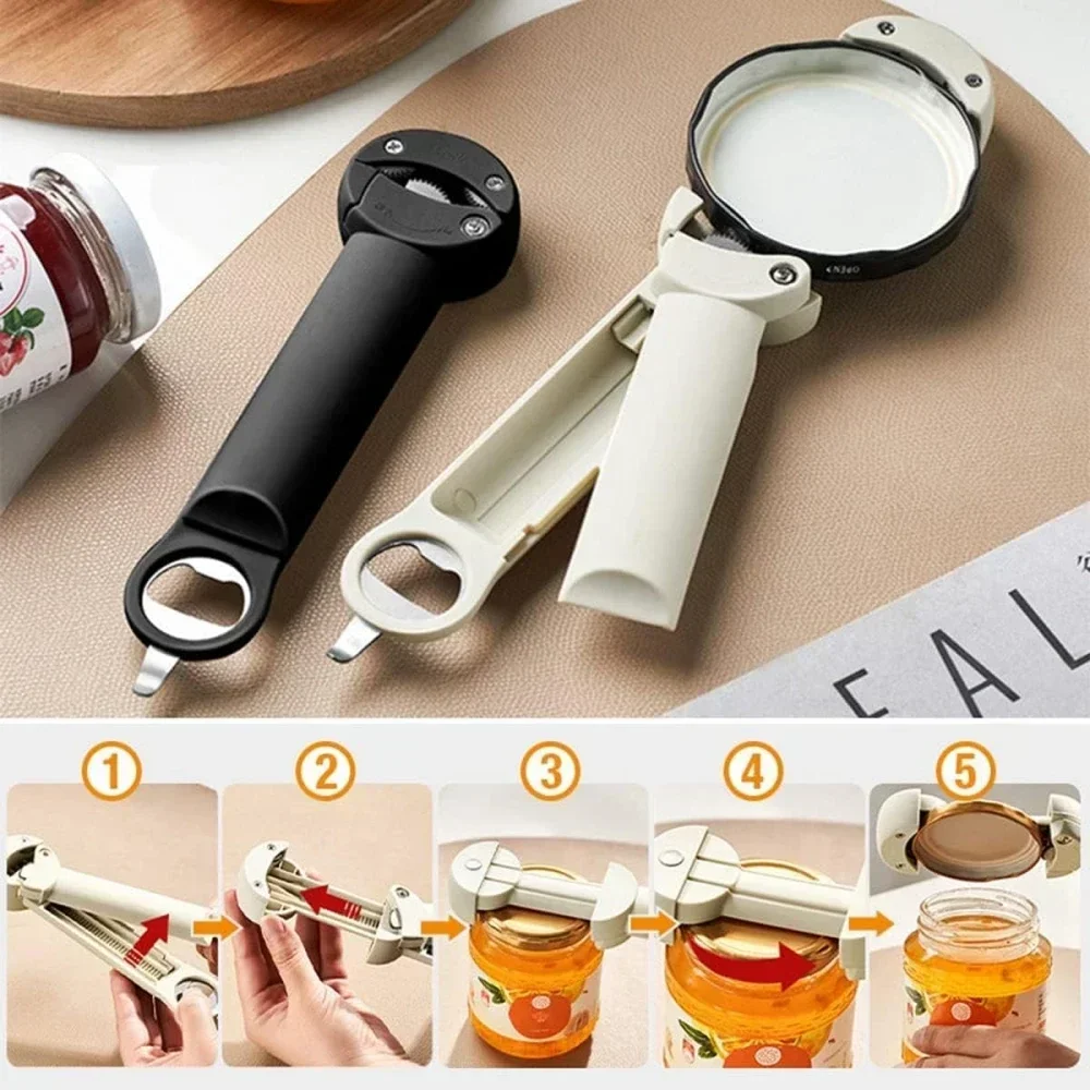 Multifunctional Bottle Opener Stainless Steel Lid Opener Diam 2.5-9.5cm Adjustable WineBeer Can Opener Kitchen Tools