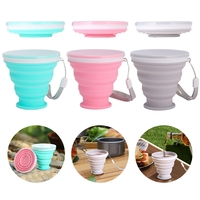 200/300ML Folding Cup Portable Silicone Folding Cup with Lid Heat Resistant Water Tea Coffee Cup Outdoor Telescopic Drinking Mug
