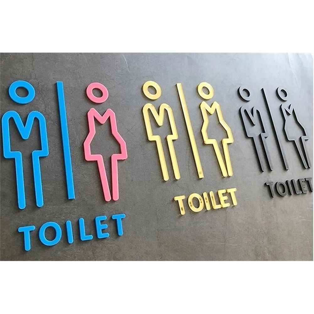 Signboard Toilet Acrylic Signboard Bathroom Signage Guide Wall Sticker Men And Women Bathroom Brand Creative Personality Signs