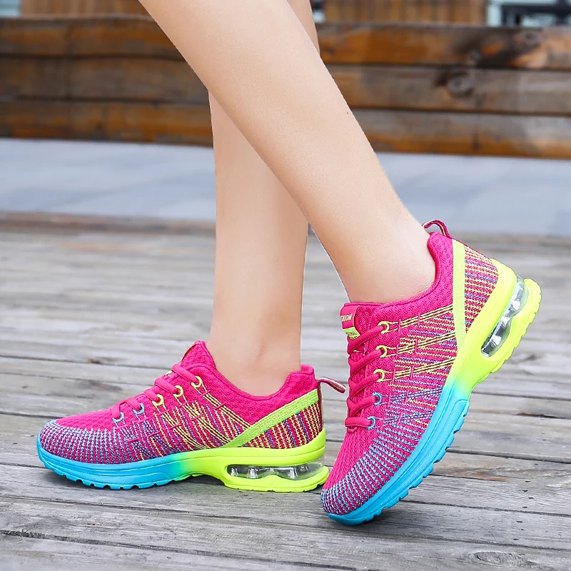 Sneaker Women Walking Shoes Womens Fashion Air Cushion Mesh Flying Woven Breathable Tennis Sport Shoes