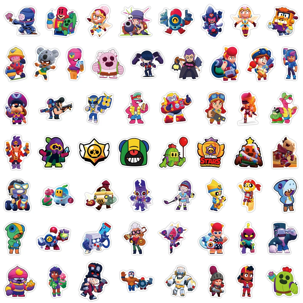 Three Models 50pcs Game Cartoon Character Brawl Stars Decoration Laptop Water Cup Computer Refrigerator Waterproof Sticker