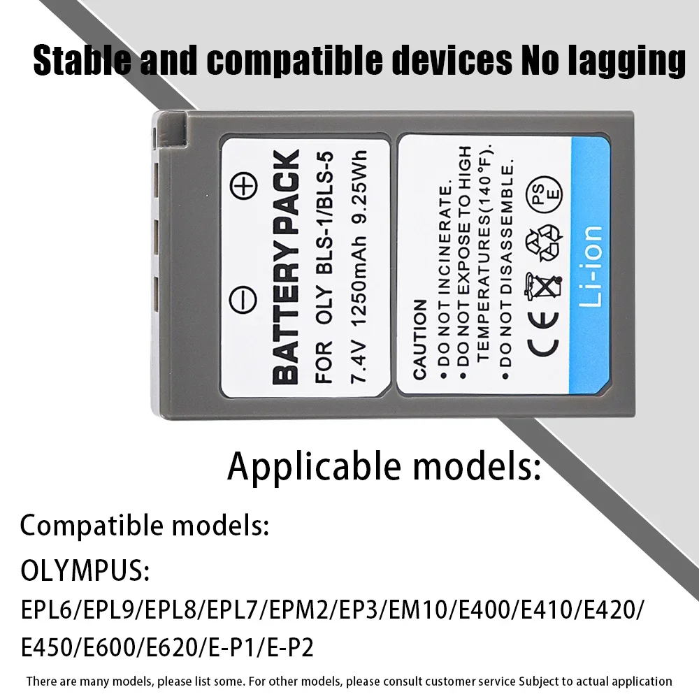 BLS-1 BLS1 BLS-5 بطارية 1250mAH بطاريات قابلة للشحن لأوليمبوس OLY EP2 EPL1 EPL2 EP1 BLS5 E-400 E-410 E410 E-420 كاميرا