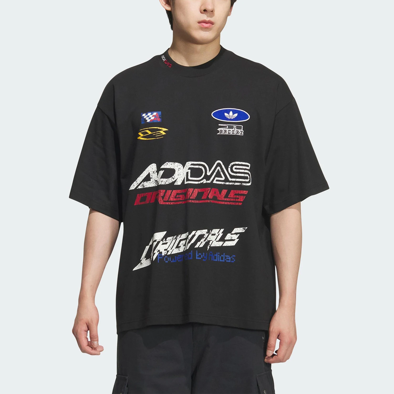 

Adidas genuine clover men's loose racing style sports short sleeved KH1195